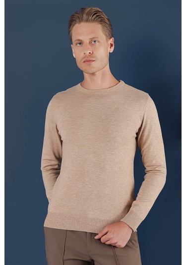 Tr 858 Slim Fit Bej Klasik Triko Bej