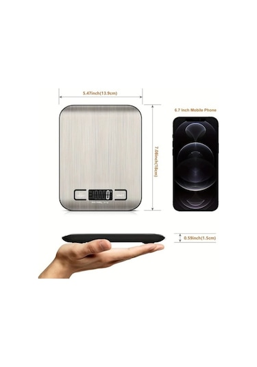 Fastbuy Siyah Dijital Mutfak Terazisi 10kg Lcd Tare Fonksiyonlu Paslanmaz Çelik Siyah