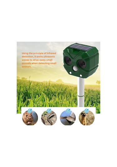 Vkemall Güneş Enerjili Ultrasonik Hayvan Kovucu, Led Işık Ve Kızılötesi Algılama İle Bahçe, Bahçe Ve Aile Güvenliğini Koru Yeşil