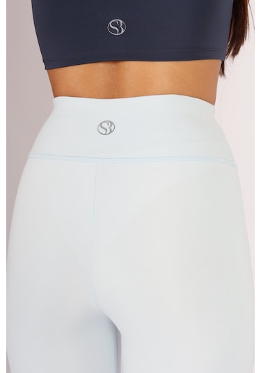 Soft&Basic Kadın 2'li İspanyol Paça Flare Yoga Tayt Pantalon Mavi-sarı