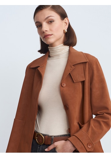 Dilvin 60778 Süet Ceket-camel Camel