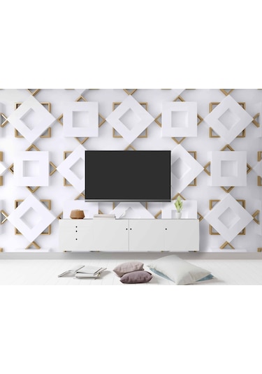 3 Boyutlu Geometrik Şekilli Duvar Kağıdı Baskı