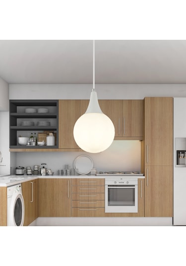 Damla Tekli Beyaz Modern Sarkıt Mutfak Salon Sarkıt Avize