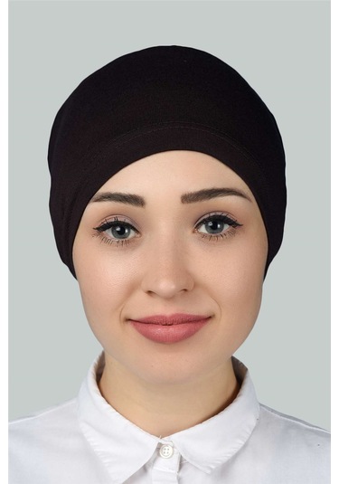 Altobeh Hazır Pratik Geçmeli Lastikli Tesettür Bone - Koyu Kahverengi