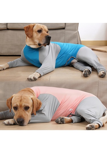 Vkemall Köpekler İçin Dört Bacaklı Turtle Yaka Esnek Kumaş Renkli Sweatshirt Mavi/gri - S Boyutu