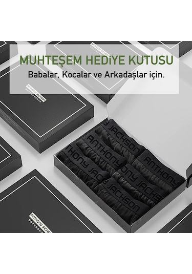 Anthony Jackson Likralı Premium Erkek Boxer Eddy 6'lı Siyah