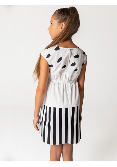 Sheshe Papağan Desenli Pamuklu Kız Çocuk Elbise Renkli