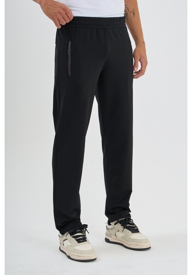 Shooter Sportswear Mevsimlik Antrasit Erkek Eşofman Altı Rahat Kalıp Fermuar Cepli Düz Paça Siyah