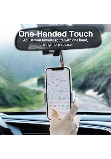 Siyah Fonken Dikiz Aynası Montaj Cep Telefonu Arabada Standı Otomatik Arka Kafalık Braketi İphone 11 12 Samsung Uyumlu