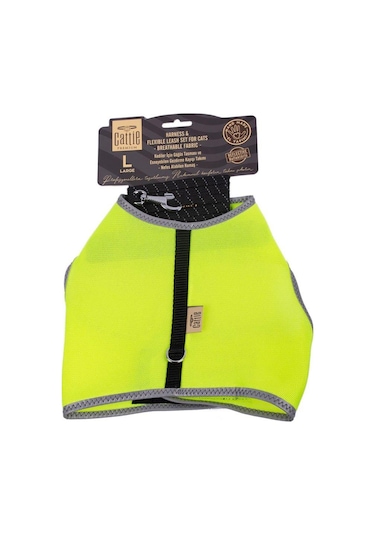 Cattie Havalı Dokuma Kedi Göğüs & Gezdirme Takımı Sarı Large 1.5x30-40 Cm