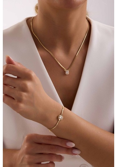 Altın Balık Sırtı Baget Set Kolye, Bileklik T13988