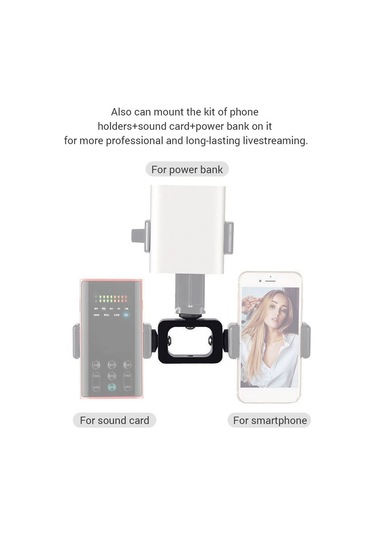 Xiyyadms Alüminyum Çelik 3 Cihazlı Canlı Yayın Ayakçığı - 1/4" Vida Bağlantılı, Telefon/ Ses Kartı/ Şarj Cihazı Montajı, Taşınabilir Live Stream Tripod Uzatma Aparatı