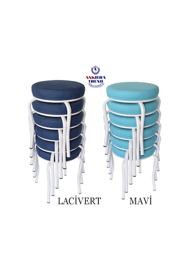 Tabure (Beyaz Ayaklı) ((6 Adet)-Mutfak Balkon Tabur...