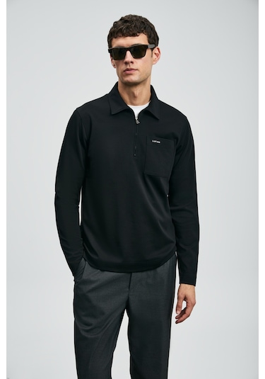 Lufian Lucas Smart Erkek Polo Tişört Siyah Siyah 112040043100100 Siyah
