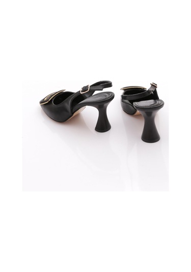 Dgn 24234 Kadin Arkasi Açik Topuklu Ayakkabi Siyah