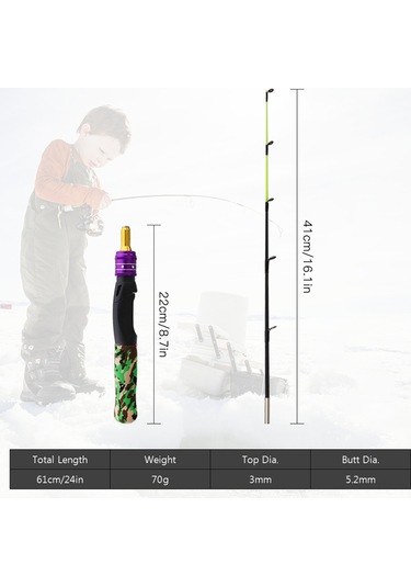 Lemestar 61cm Karbon Fiber Buz Balıkçılığı Kamışı, 2 Bölüm, 70g, Eva Sap, Çocuk Ve Gençler İçin Dayanıklı Spinning Kamışı