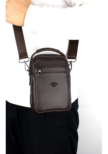 Erkek Kahverengi Çok Cepli Askılı El Ve Omuz Çantası Kahverengi