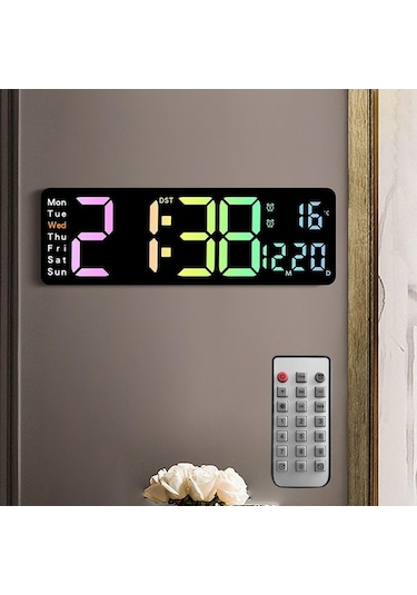 Didadodo Suntek Dijital Duvar Saati Sıcaklık Ve Tarih Hafta, Saatölçer Siyah