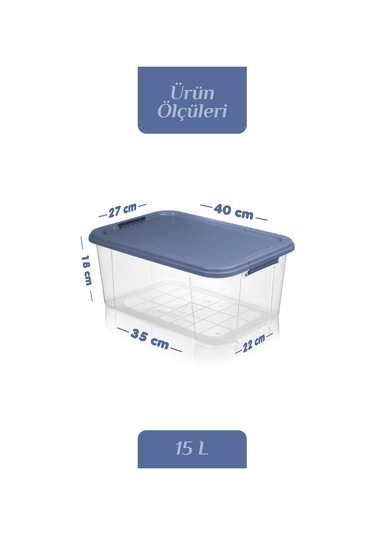 2'li Mega 15l Un Bakliyat Erzak Kabı - Kilitli Kapaklı Banyo Düzenleyici Deterjanlık Saklama Kutusu Mavi