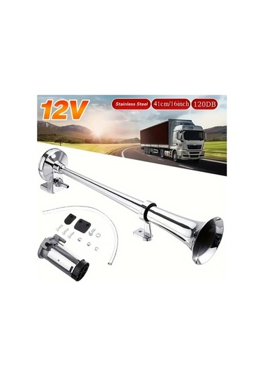 Pazly 1 Adet Siyah 12v Araba Kamyon Tren Kornası 120db Çiftli Universal Elektrikli Yüksek Sesli Korn