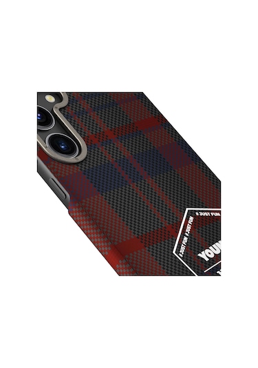 Galaxy S24 Plus Uyumlu Kılıf Ekose Desenli Youngkit Gezhi Serisi Kapak Kırmızı