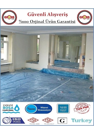 Boya Koruma Brandası - Zemin Koruma Örtüsü Kalın - Mavi - 30m2