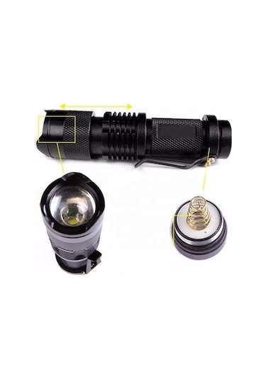 Ebitda Uv Mor Işık El Feneri 600 Lümens 3 Mod Zoom Siyah Led Teknolojisi Siyah
