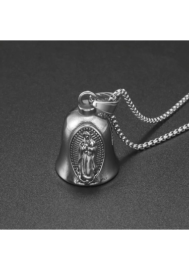 Conventions1 Vintage Dini Mary Bell Kolye Erkek Kolye Motosiklet Metalik Gri