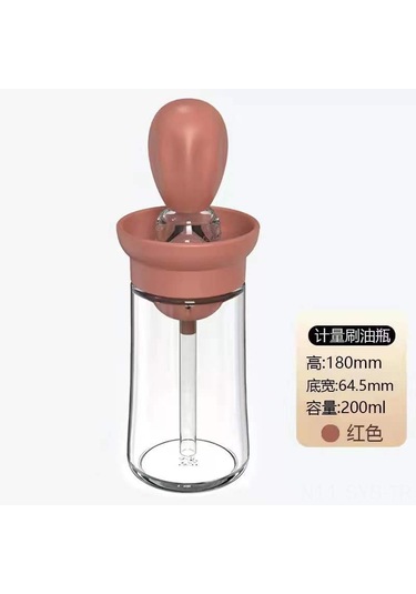 Symbee Mavi Gıda Seviyesi Silikon Fırçalı Barbekü Soya Botu, Mutfak İçin Basma Tipi Ölçülü Yağ Dispenseri, Dayanıklı Cam Materyal Çok Renkli