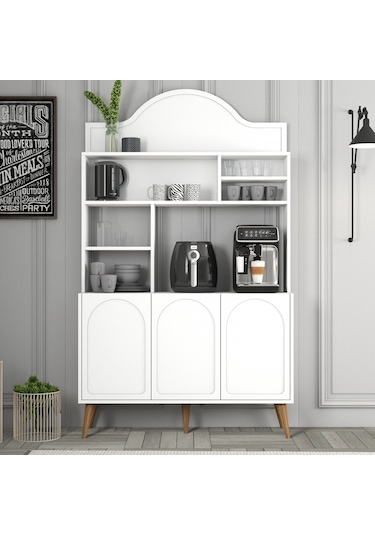 Lyon Kahve Köşesi 120cm - Beyaz / Ceviz