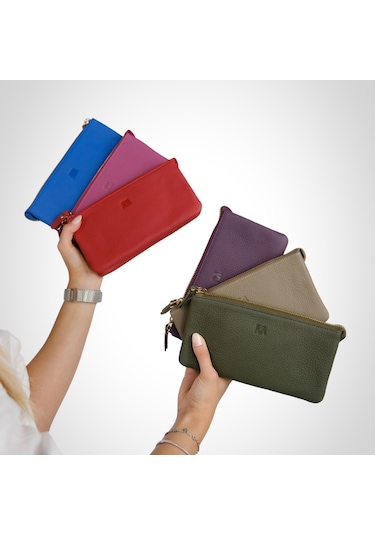 Mft Leather Hakiki Deri Kadın Cüzdan Çanta Almeda 5463 Flother Mat Mor