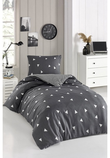 Eponj Home Junior Nevresim Seti Tek Kişilik Üçgen Gri