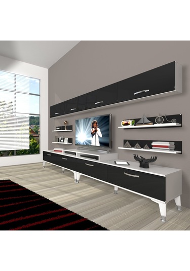 Decoraktiv Ekoflex 360y Slm Silver Tv Ünitesi Tv Sehpası Beyaz - Siyah