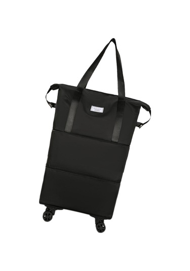 Homyl Katlanabilir Seyahat Çantası Tekerlekli Genişletilebilir El Siyah Çift Genişlet