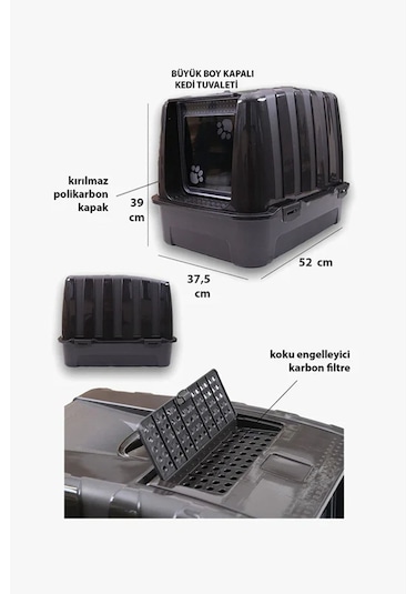 Pribor Hz-335 Kedi Köpek Evcil Hayvan Tuvaleti Büyük Boy Siyah