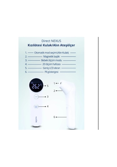 Direct Nexus Dual Kulaktan Ve Alından Ateş Ölçer Yeni -12459
