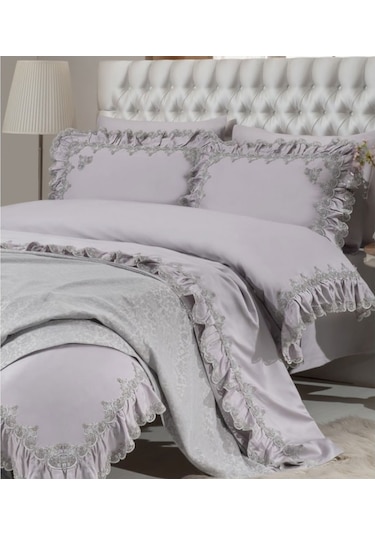 Kübrahome'S Gelin Home Vıctorıa Nevresim +Pike Seti Gri