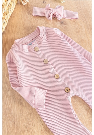 Önden Düğmeli Bandanalı Kız Bebek Tulum 001