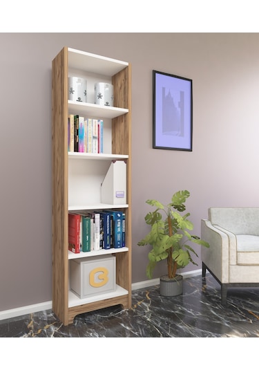 Nur Mobilya Ece 5 Raflı Kitaplık Atlantik Çam