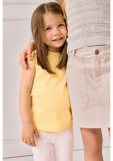 DeFacto Kız Bebek 2'li Takım Kısa Kollu Tişört Çiçekli Krinkıl Viskon Pantolon E7798A525SMYL142