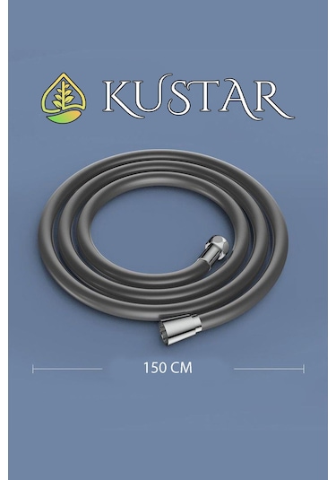 Kustar Nano Silikon Patlamaz Yırtılmaz Ezilmez Duş Hortumu 150 Cm Gri Banyo Duş Hortumu Krom
