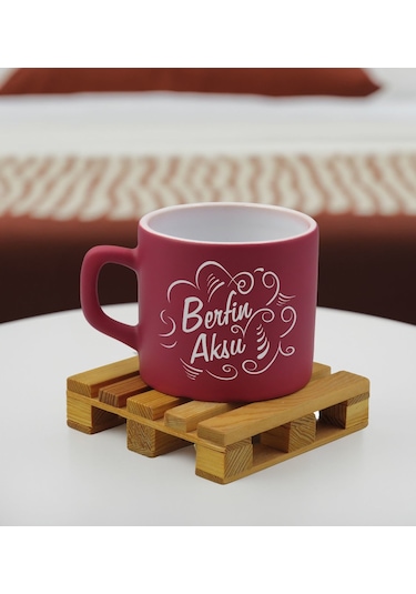 Bk Gift Kişiye Özel İsimli Kırmızı Leylak Renkli Middle Çay & Kahve Fincanı-6, Arkadaşa Hediye, Sevgiliye Hediye, Doğum Günü Hediyesi Kobitmeyencom325