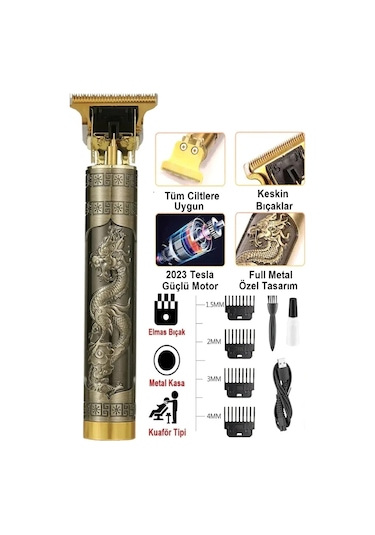 Ejderha Motifli T Jiletli Sıfır Kesim Tıraş Makinası