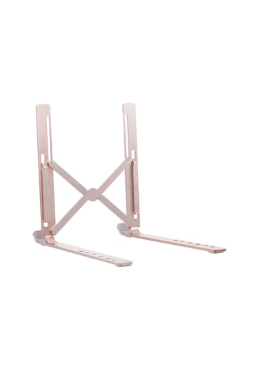 Fosenze 6 Kademeli Ayarlanabilir Portatif Laptop Standı - Alüminyum Gül Altını Renk, Ergonomik Soğutma Tasarımı