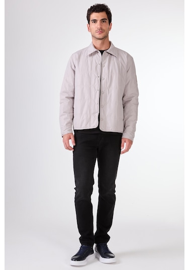 Dufy Gri Kapitone Erkek Mont - Slim Fit Gri