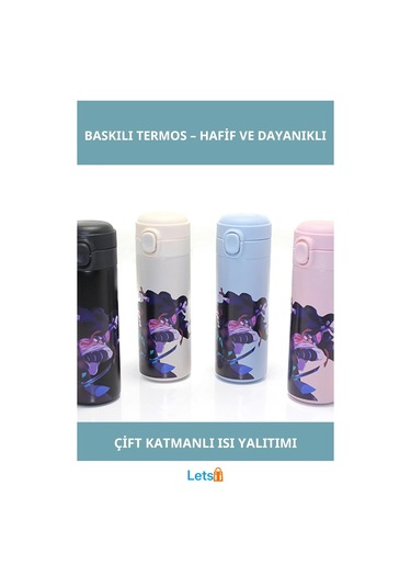 Anime Baskılı Paslanmaz Çelik Sızdırmaz Termos Çok Renkli