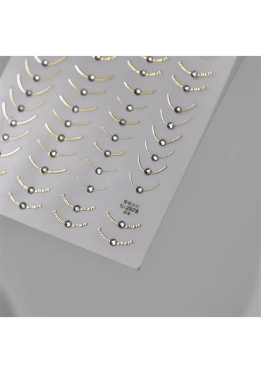 Flybuy 1 Adet 5d Rhinestones Retro Dalga Tırnak Etiketler Altın Gümüş To3353