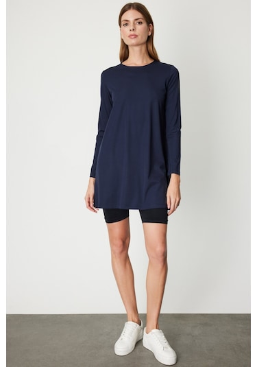 On Kadın Uzun Kollu Basic Tunik 61421 Lacivert Lacivert