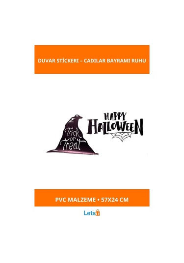 Happy Halloween Temalı Eğlenceli Duvar Stickerı 57 Cm X 24 Cm Çok Renkli