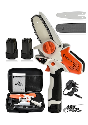 Assur Asr752 18v Çift Akülü Dal Budama Testere Çantalı Turuncu